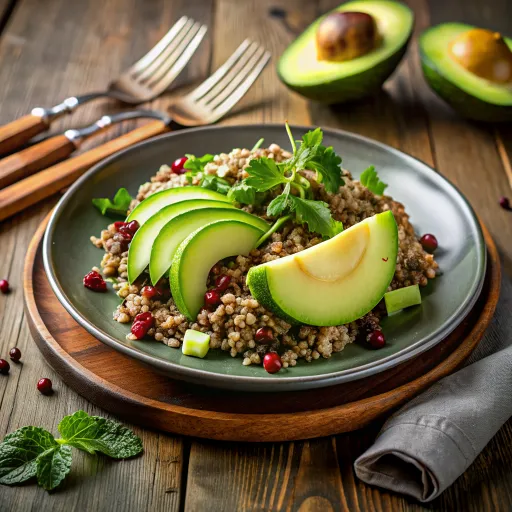 अवोकाडो चटनी के साथ पुराना अनाज सलाद