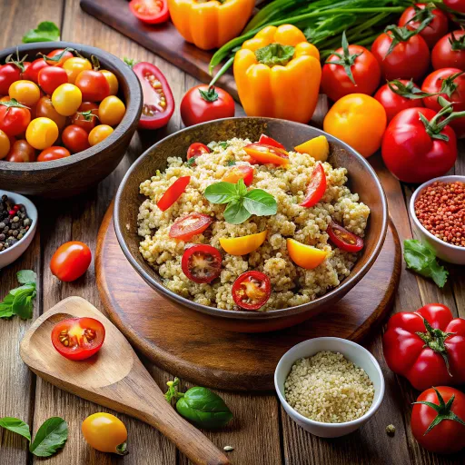 भुना टमाटर और शिमला मिर्च क्विनोआ पेयला
